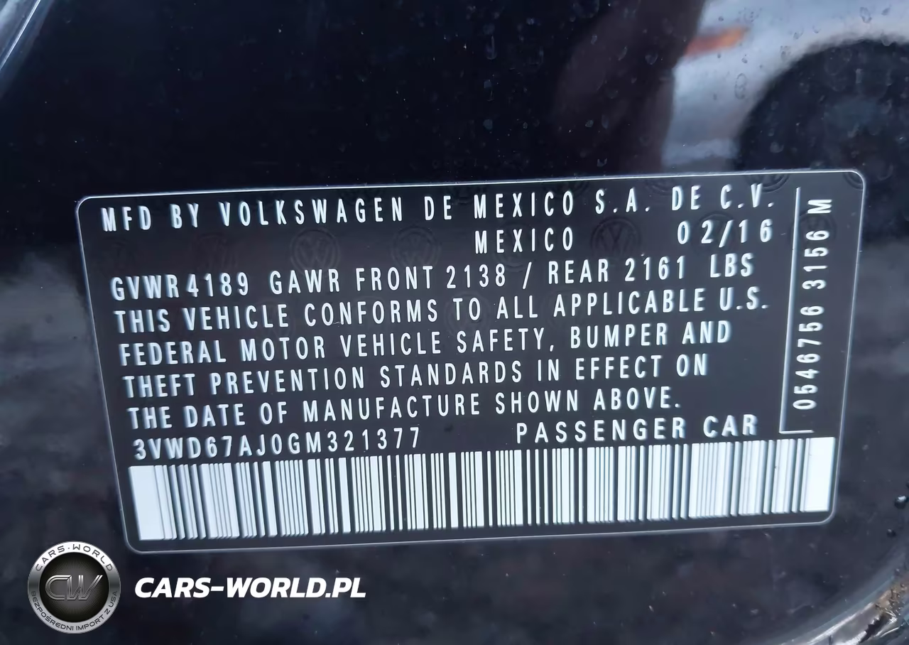 2016 Volkswagen Jetta 1.4T Se VIN:3VWD67AJ0GM321377 - 9