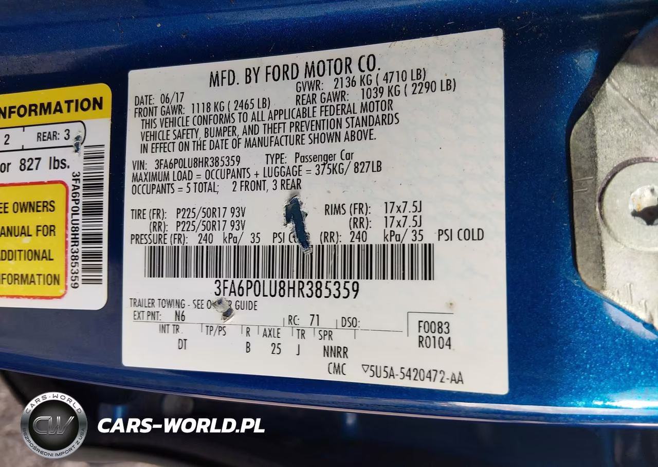 2017 Ford Fusion Hybrid Se VIN:3FA6P0LU8HR385359 - 9