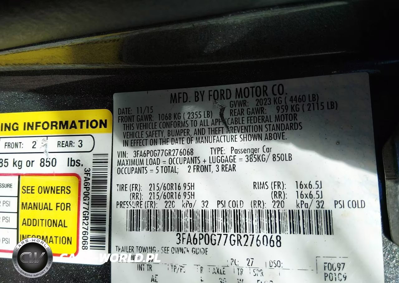 2016 Ford Fusion S VIN:3FA6P0G77GR276068 - 9
