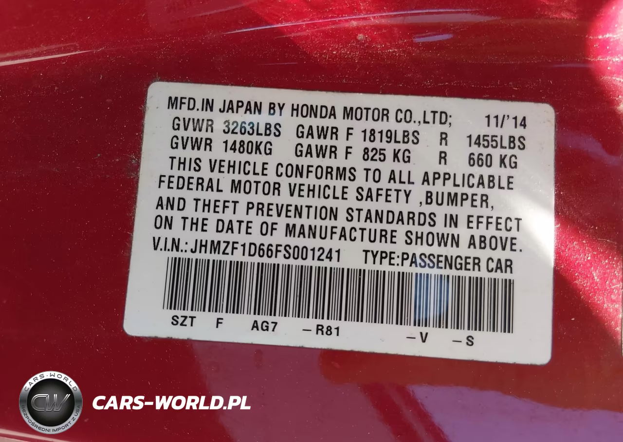 2015 Honda Cr-Z Ex VIN:JHMZF1D66FS001241 - 9