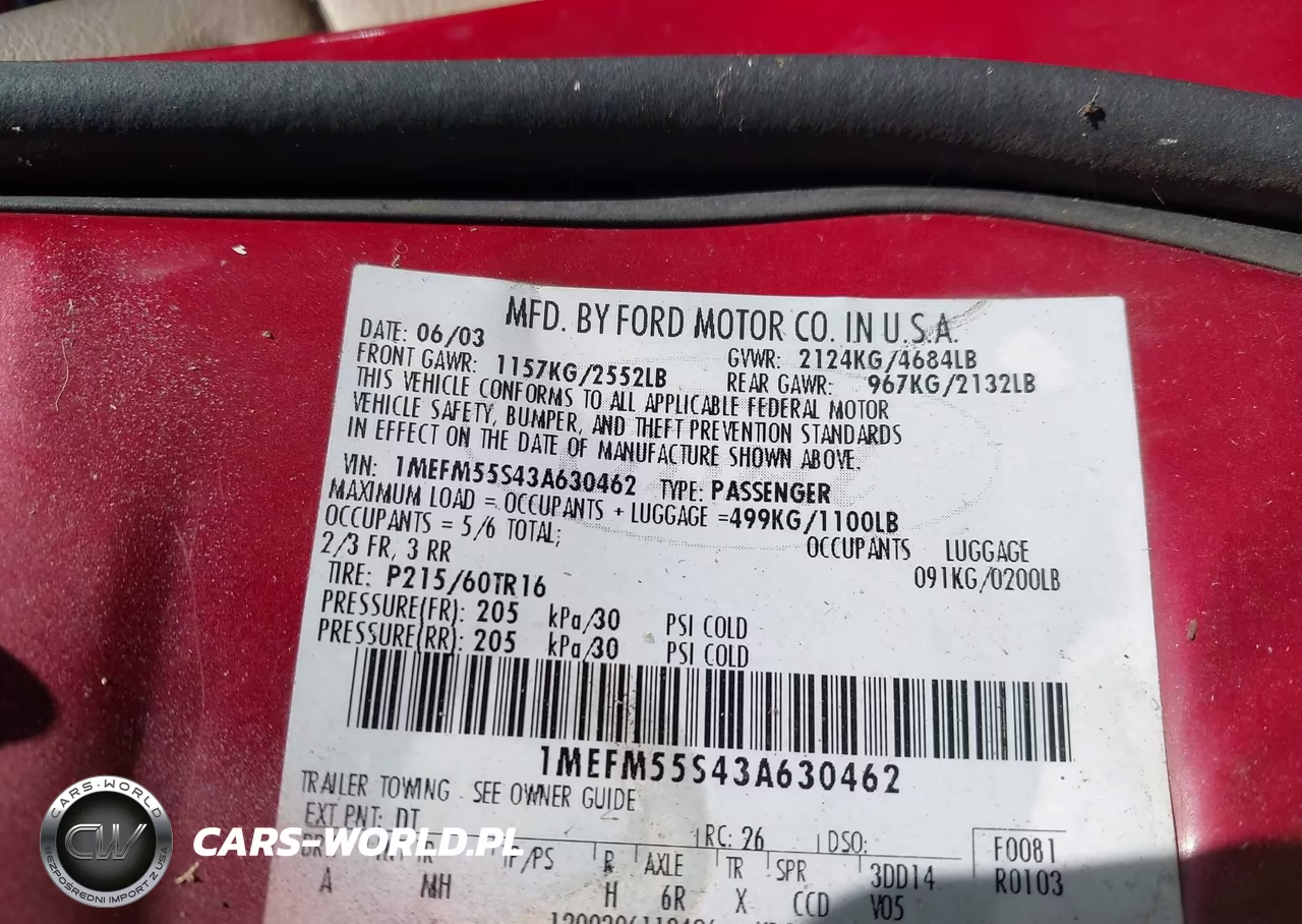 2003 Mercury Sable Ls Premium VIN:1MEFM55S43A630462 - 9