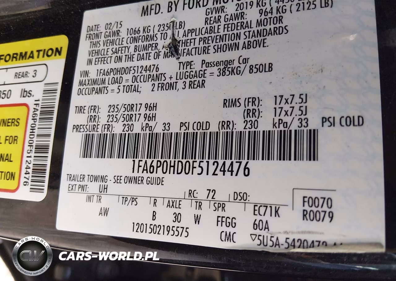 2015 Ford Fusion Se VIN:1FA6P0HD0F5124476 - 9
