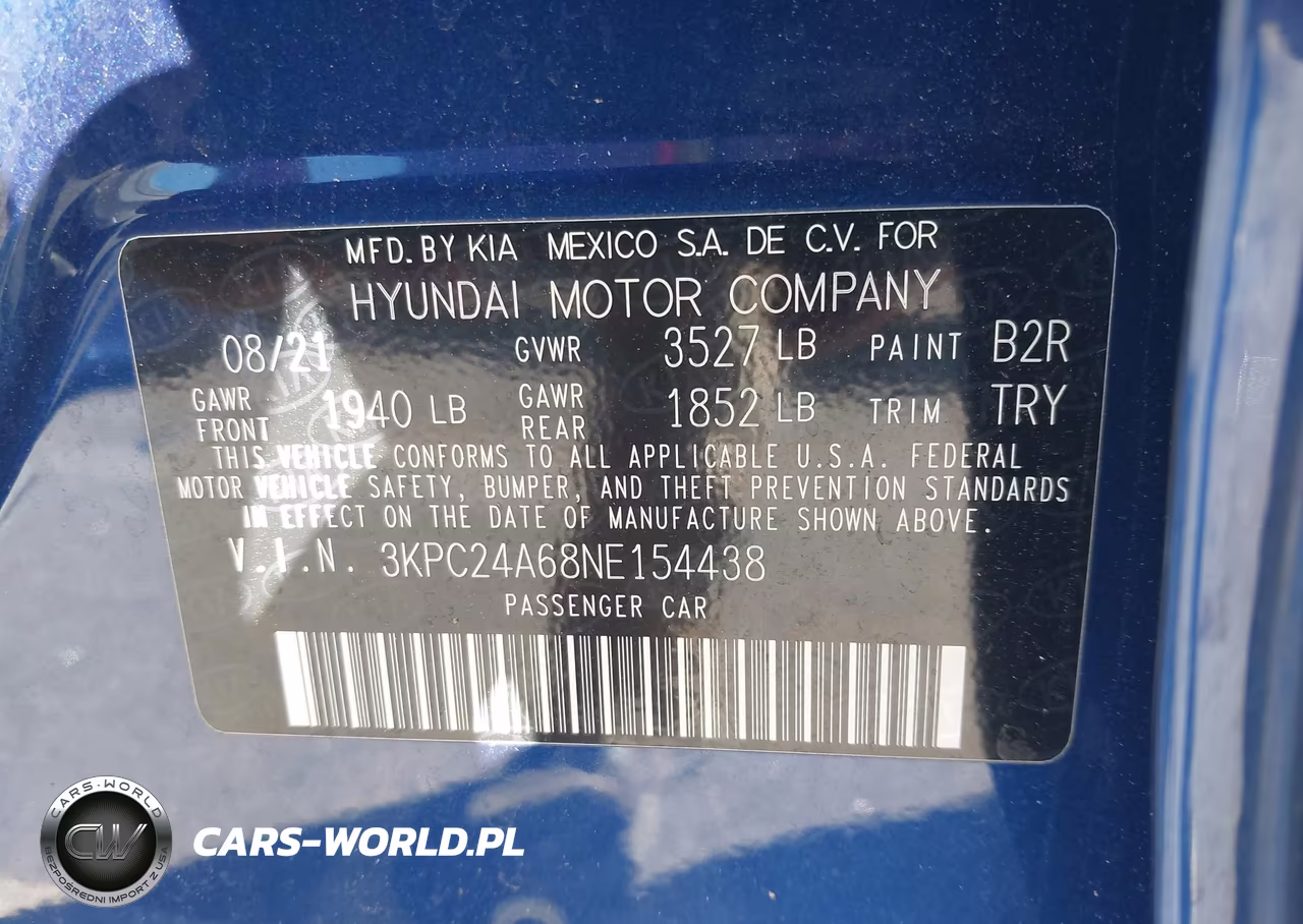 2022 Hyundai Accent Sel VIN:3KPC24A68NE154438 - 9