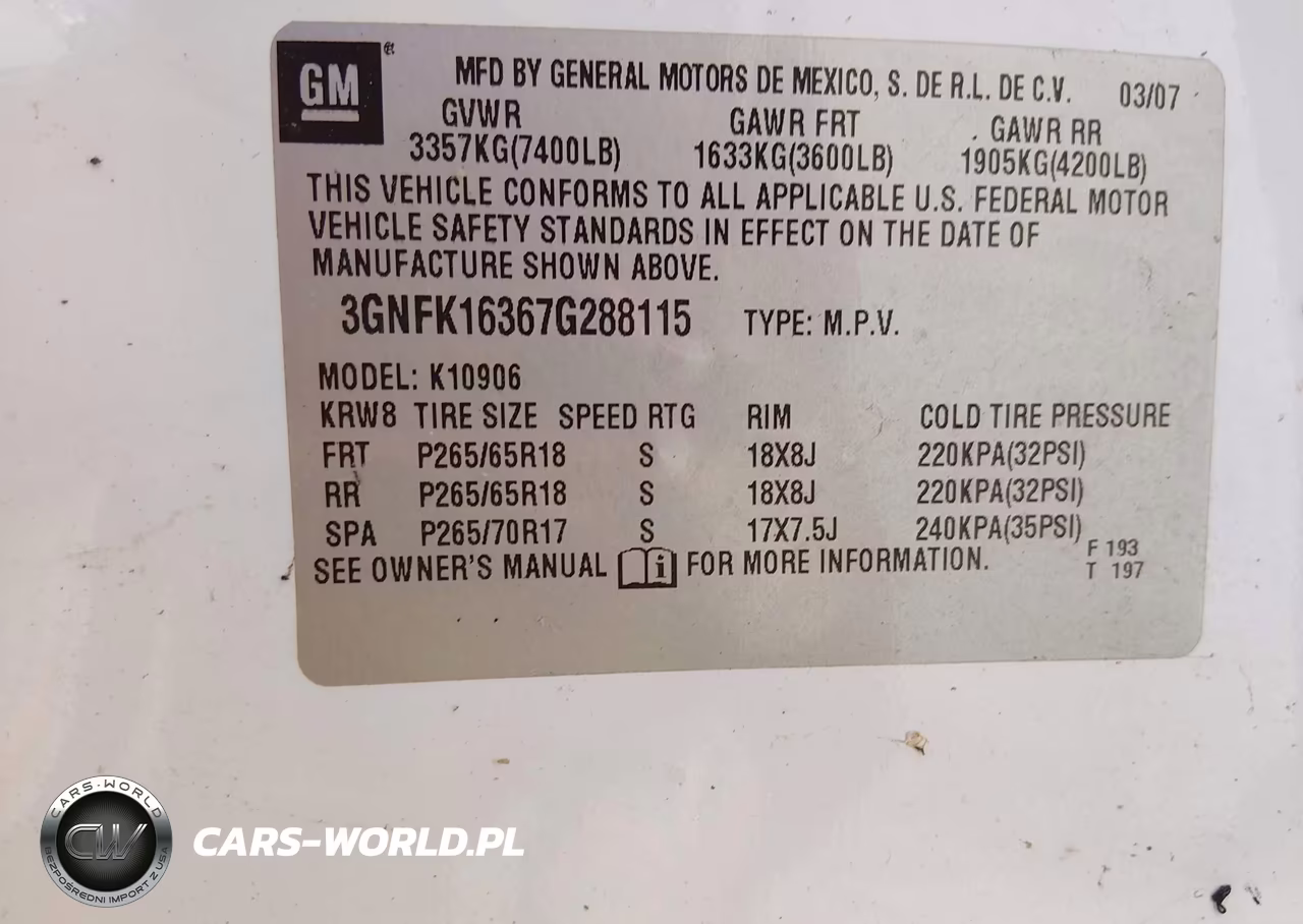 2007 Chevrolet Suburban 1500 Lt VIN:3GNFK16367G288115 - 9