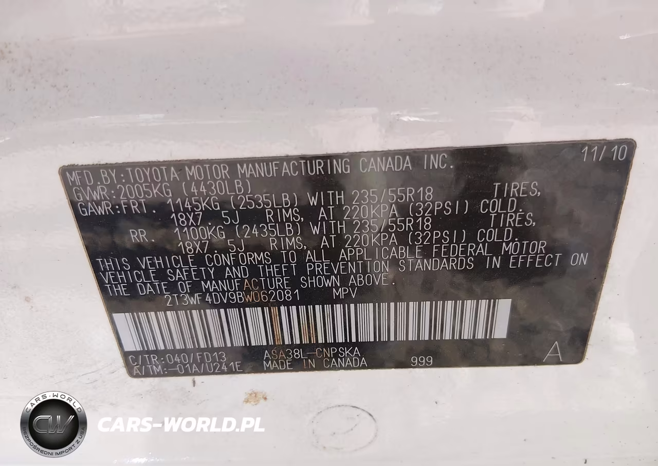 2011 Toyota Rav4 Sport VIN:2T3WF4DV9BW062081 - 9