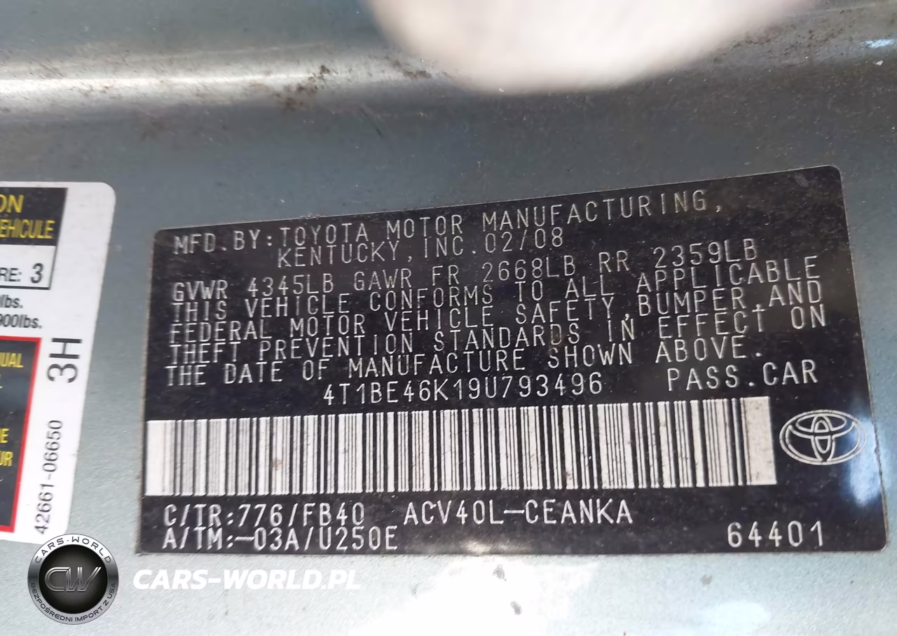 2009 Toyota Camry Le VIN:4T1BE46K19U793496 - 9