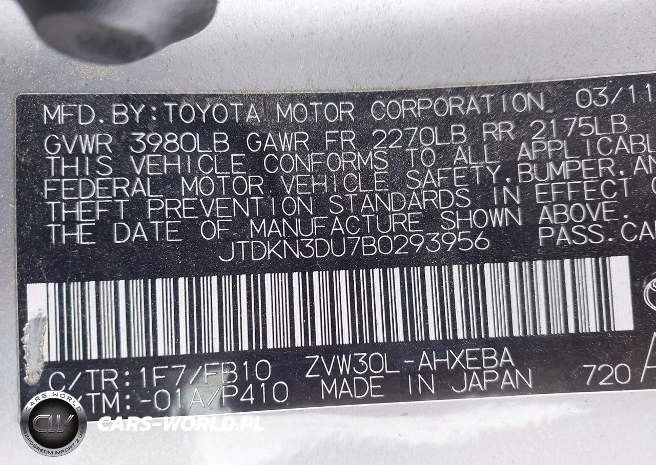 2011 Toyota Prius Two VIN:JTDKN3DU7B0293956 - 9