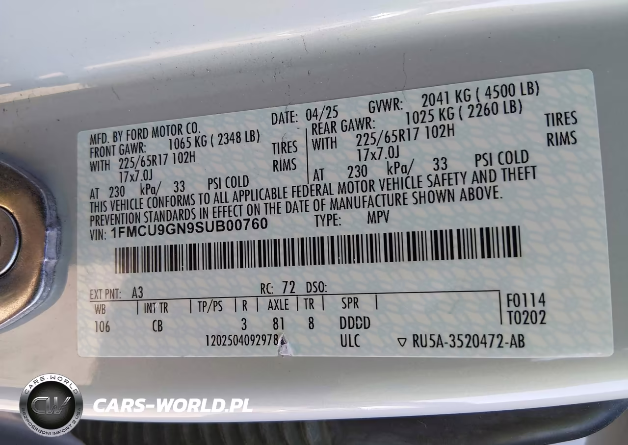 2025 Ford Escape Active VIN:1FMCU9GN9SUB00760 - 9