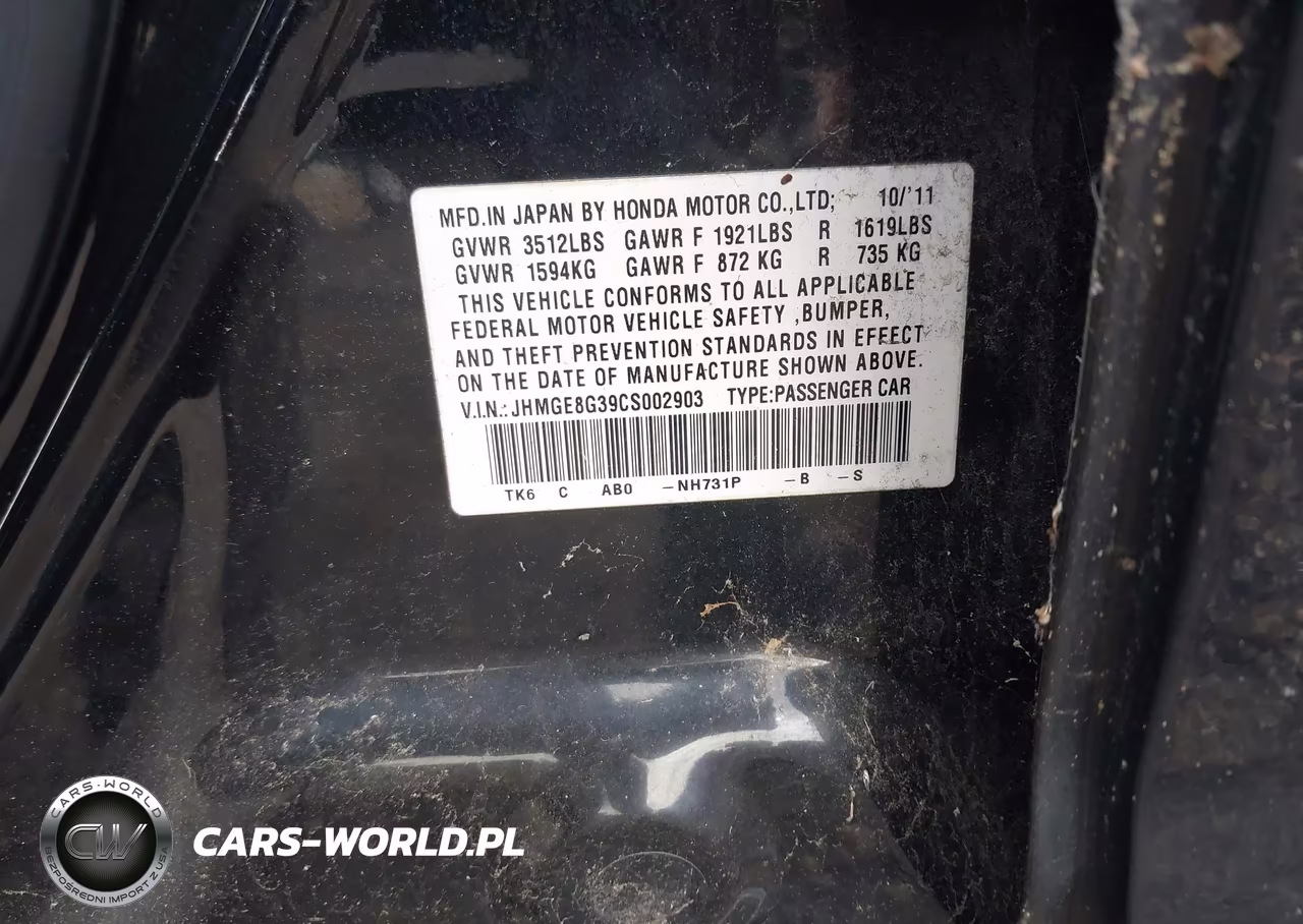 2012 Honda Fit VIN:JHMGE8G39CS002903 - 9