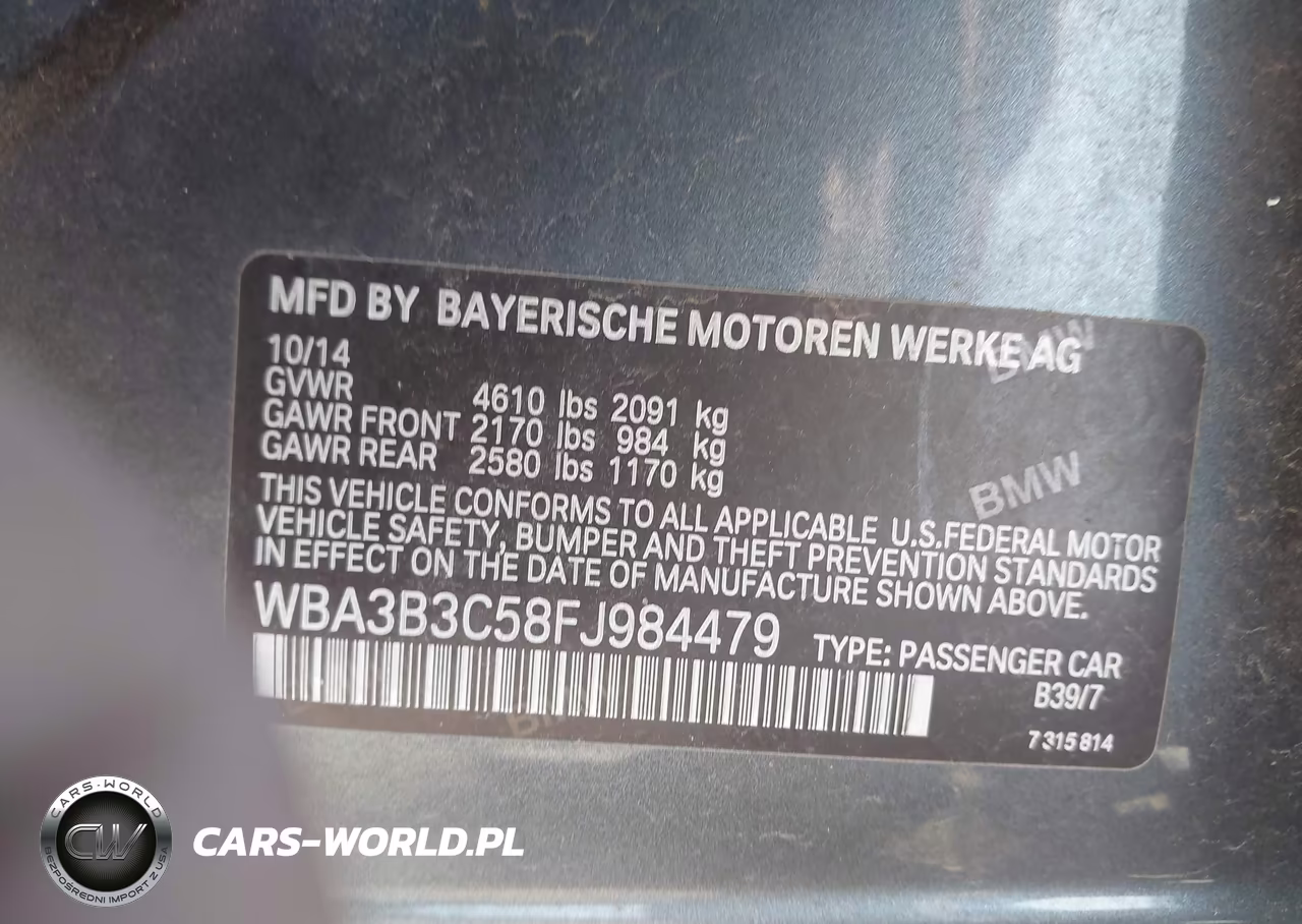 2015 BMW 328I xDrive VIN:WBA3B3C58FJ984479 - 9