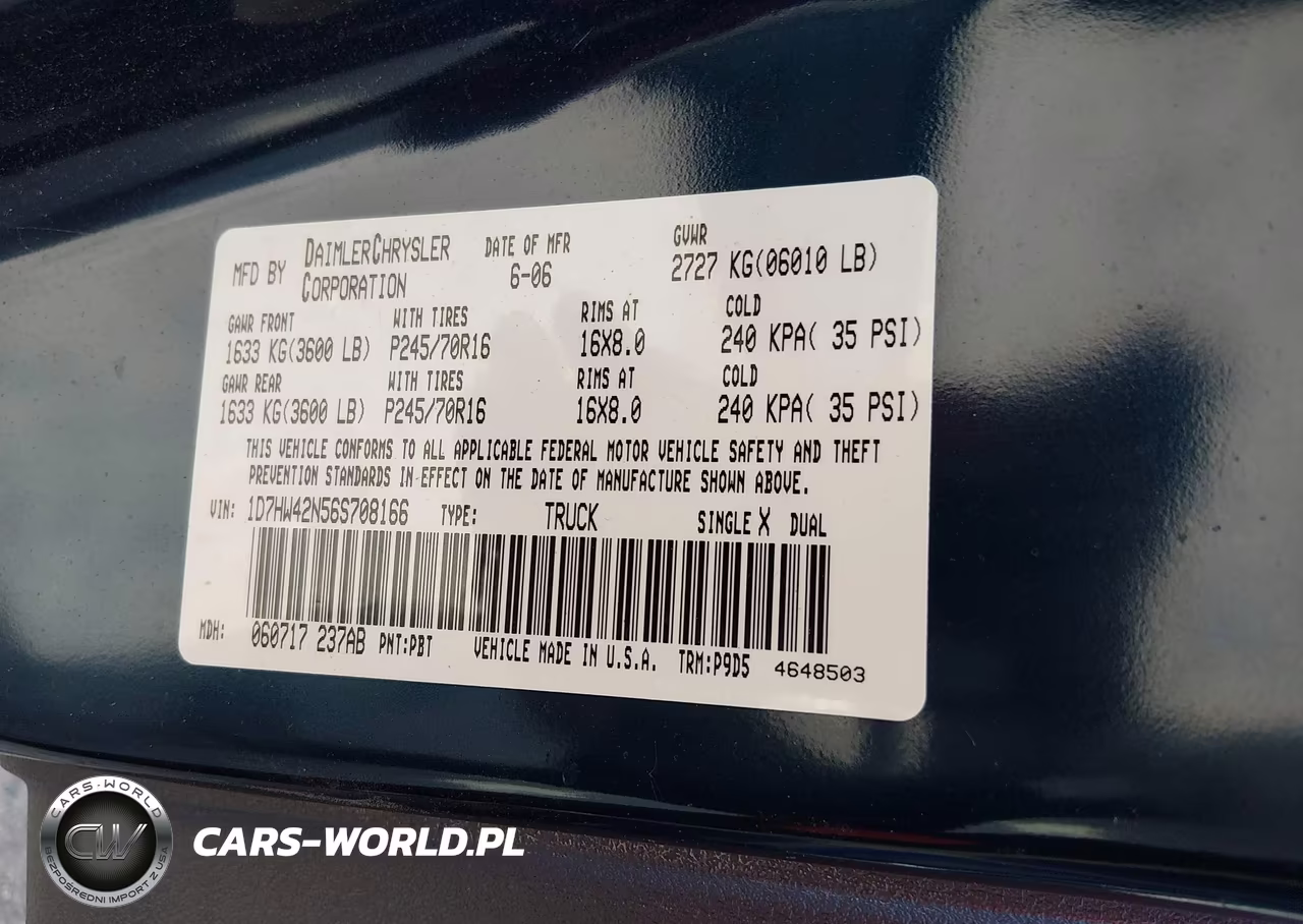 2006 Dodge Dakota Slt VIN:1D7HW42N56S708166 - 9