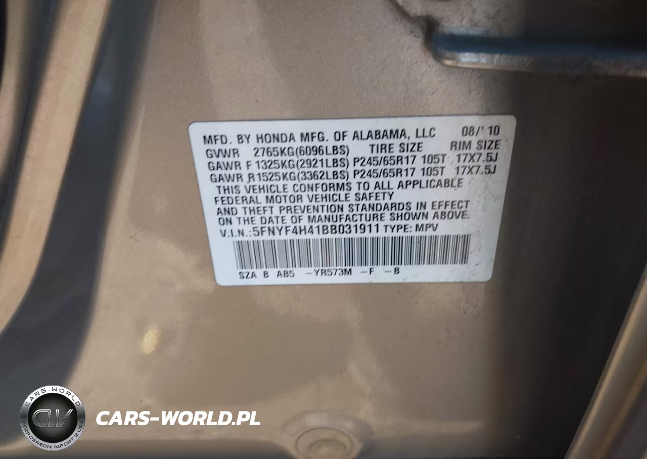 2011 Honda Pilot Ex VIN:5FNYF4H41BB031911 - 9