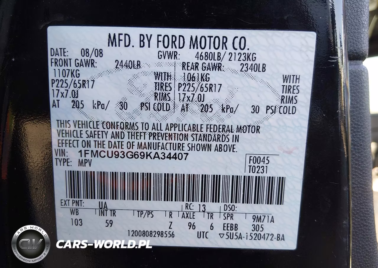 2009 Ford Escape Xlt VIN:1FMCU93G69KA34407 - 9