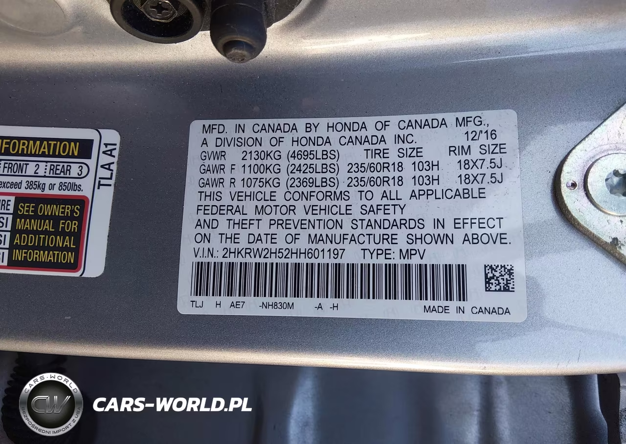 2017 Honda Cr-V Ex VIN:2HKRW2H52HH601197 - 9