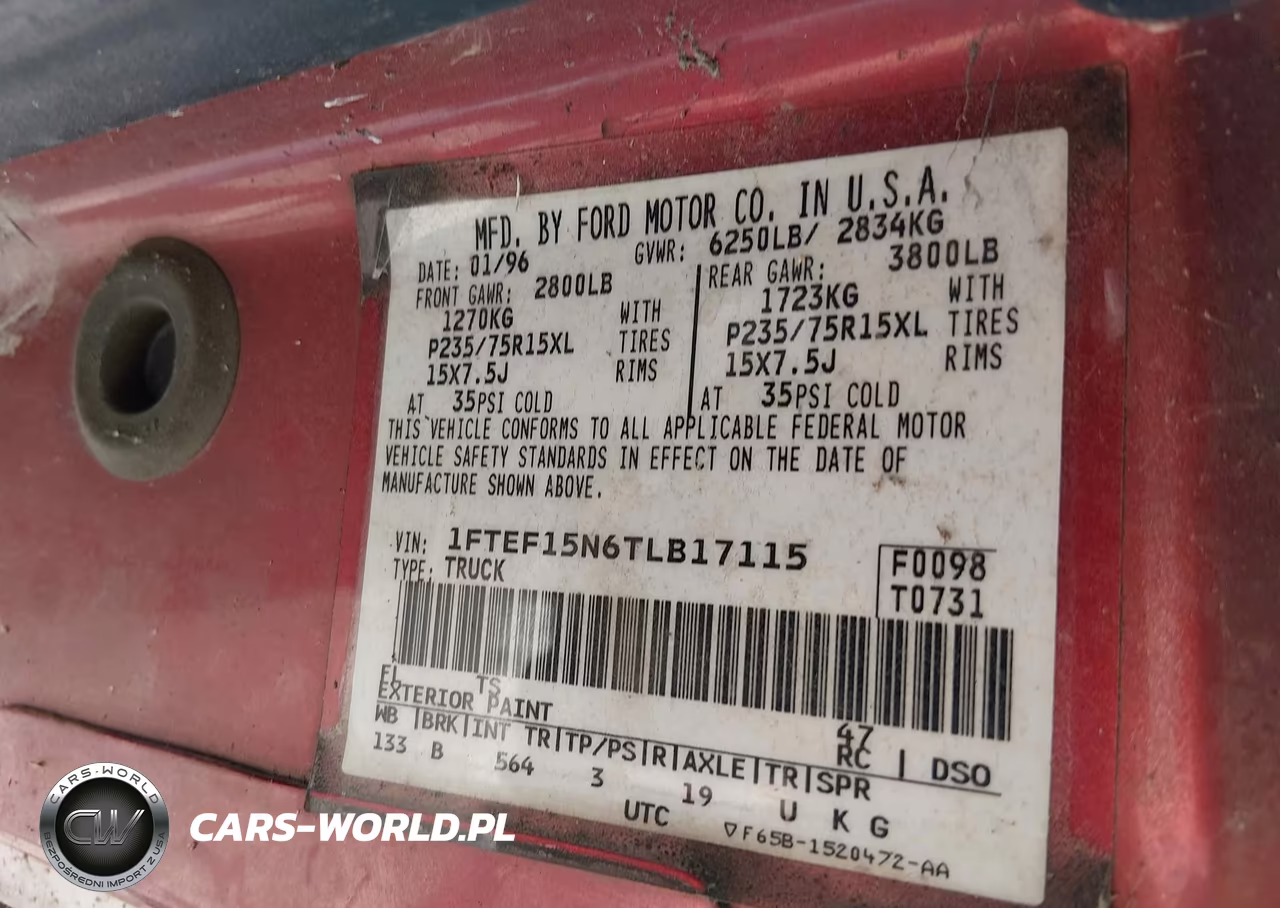 1996 Ford F150 VIN:1FTEF15N6TLB17115 - 9