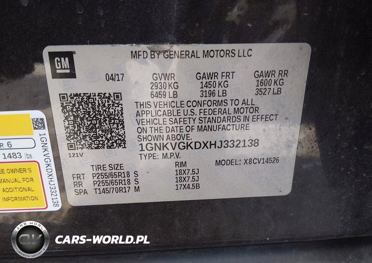 2017 Chevrolet Traverse 1Lt VIN:1GNKVGKDXHJ332138 - 9