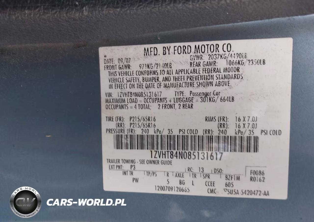 2008 Ford Mustang V6 Deluxe-V6 Premium VIN:1ZVHT84N085131617 - 9