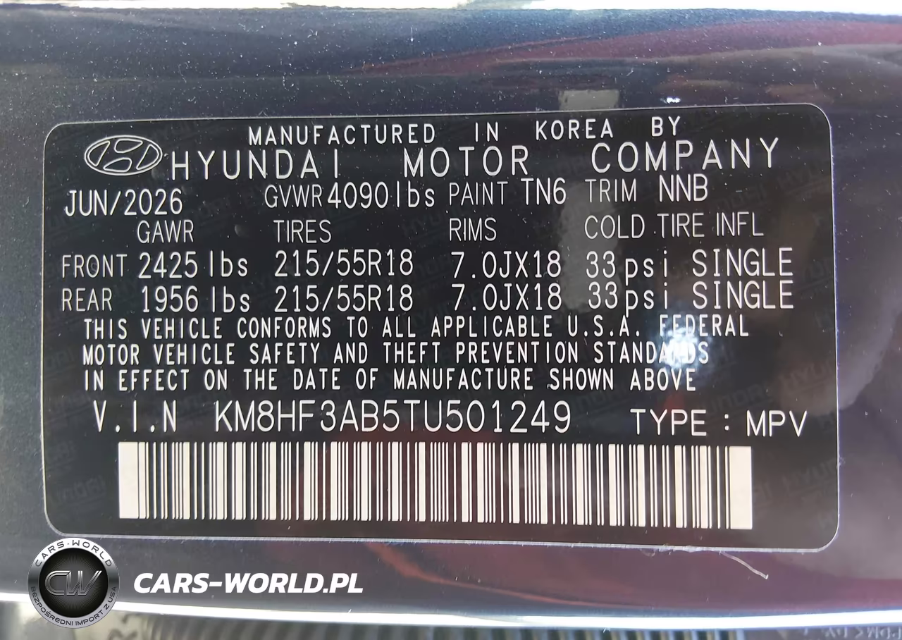 2026 Hyundai Kona Sel Sport VIN:KM8HF3AB5TU501249 - 8
