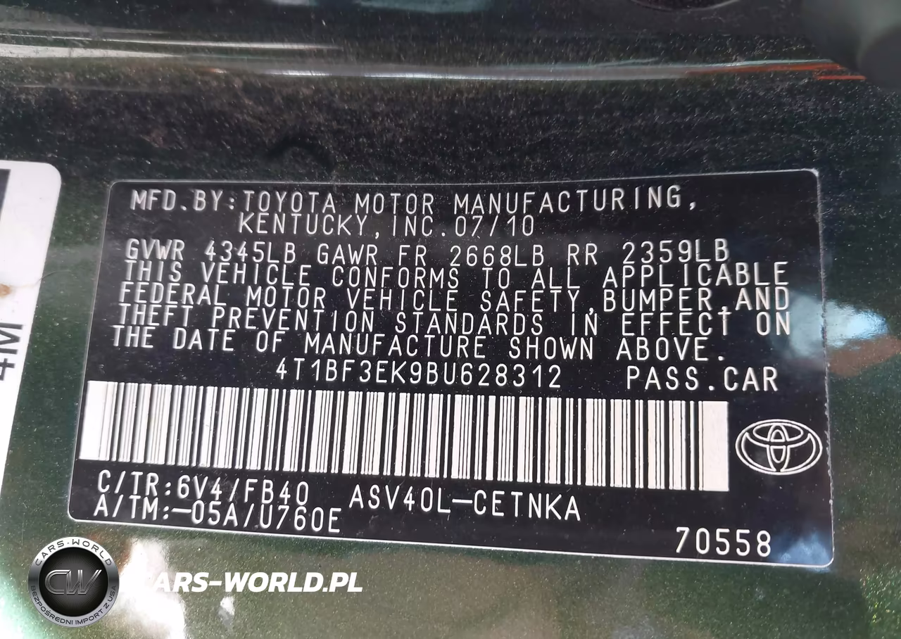 2011 Toyota Camry Le VIN:4T1BF3EK9BU628312 - 9