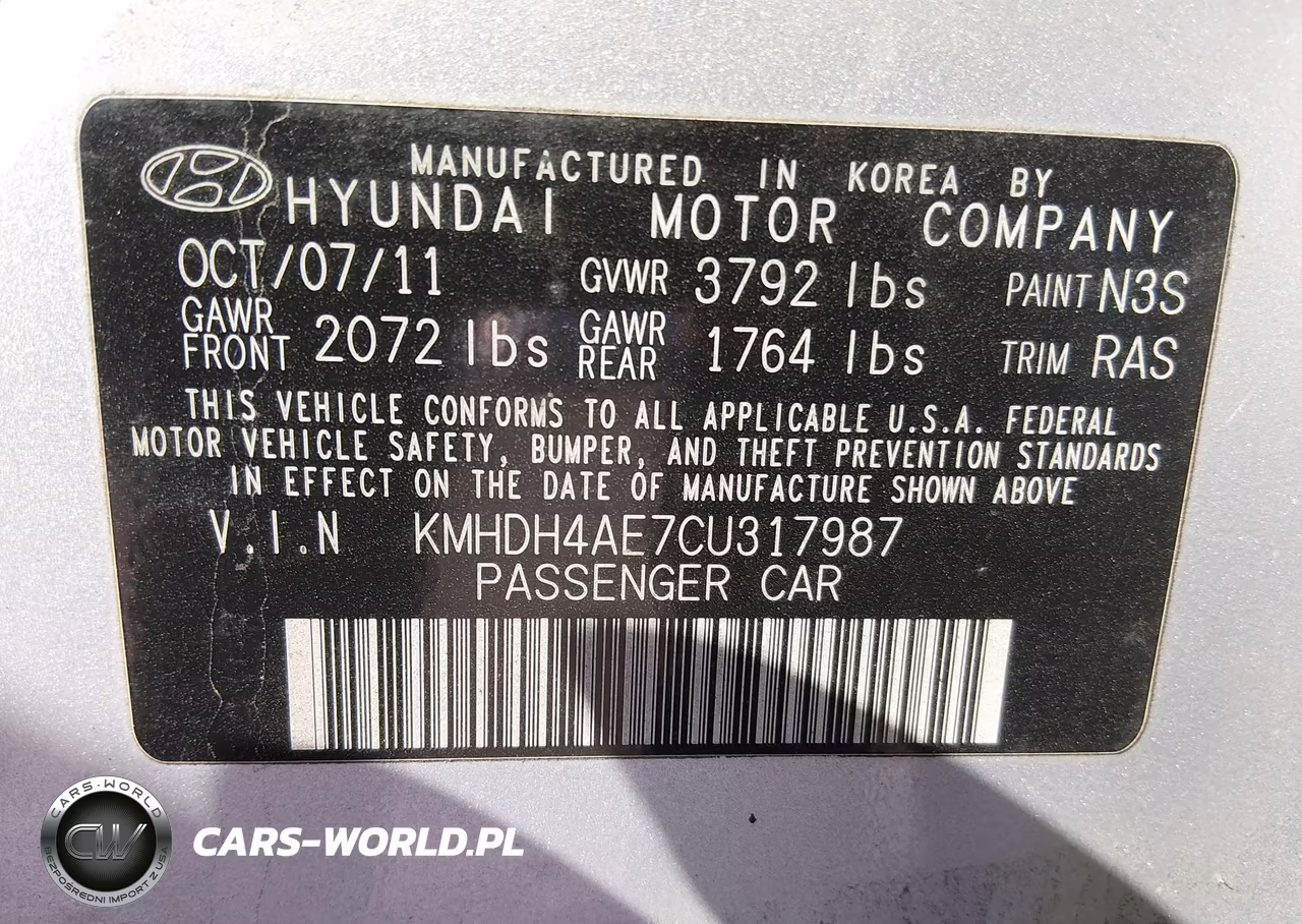 2012 Hyundai Elantra Gls (Ulsan Plant) VIN:KMHDH4AE7CU317987 - 9