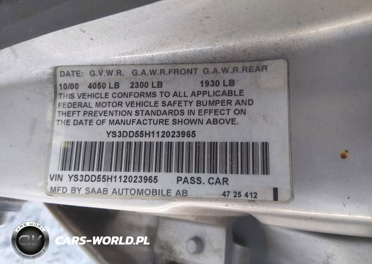 2001 Saab 9-3 VIN:YS3DD55H112023965 - 9