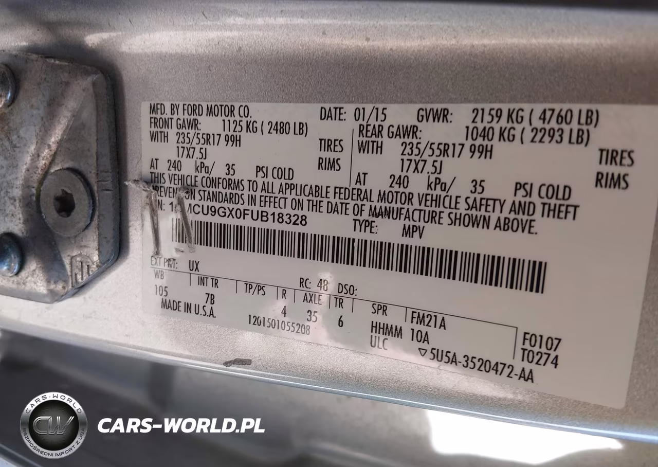 2015 Ford Escape Se VIN:1FMCU9GX0FUB18328 - 9