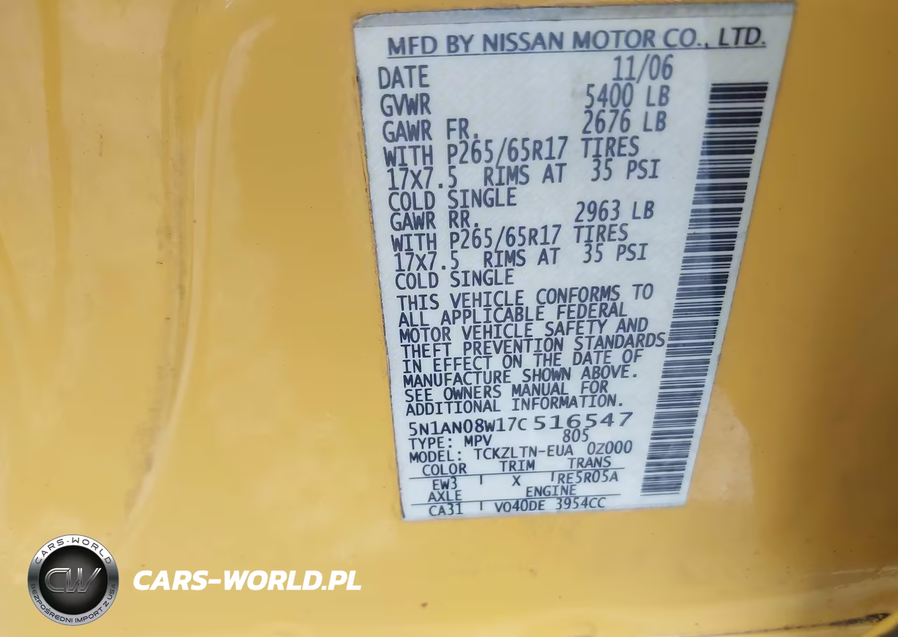 2007 Nissan Xterra Se VIN:5N1AN08W17C516547 - 9