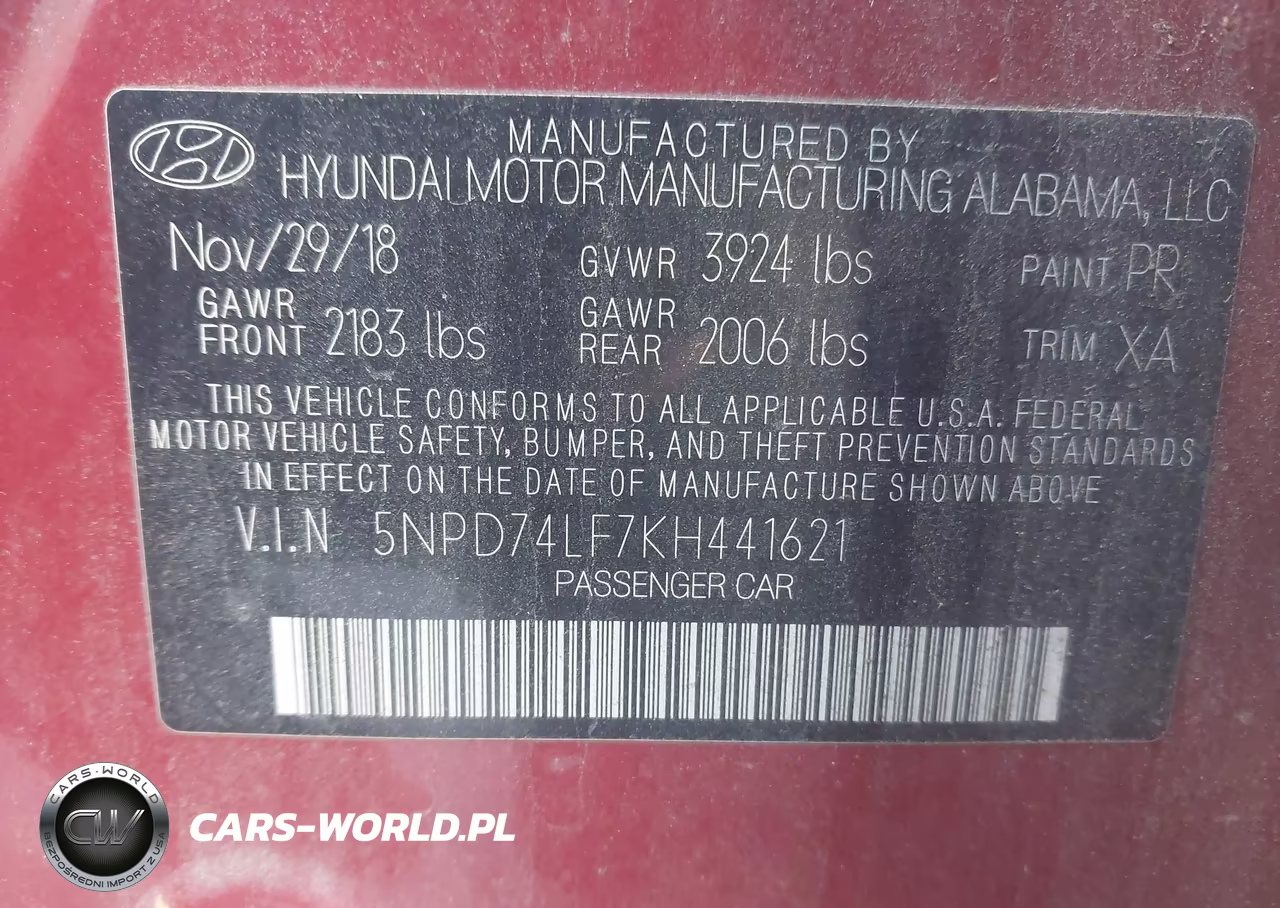 2019 Hyundai Elantra Se VIN:5NPD74LF7KH441621 - 9