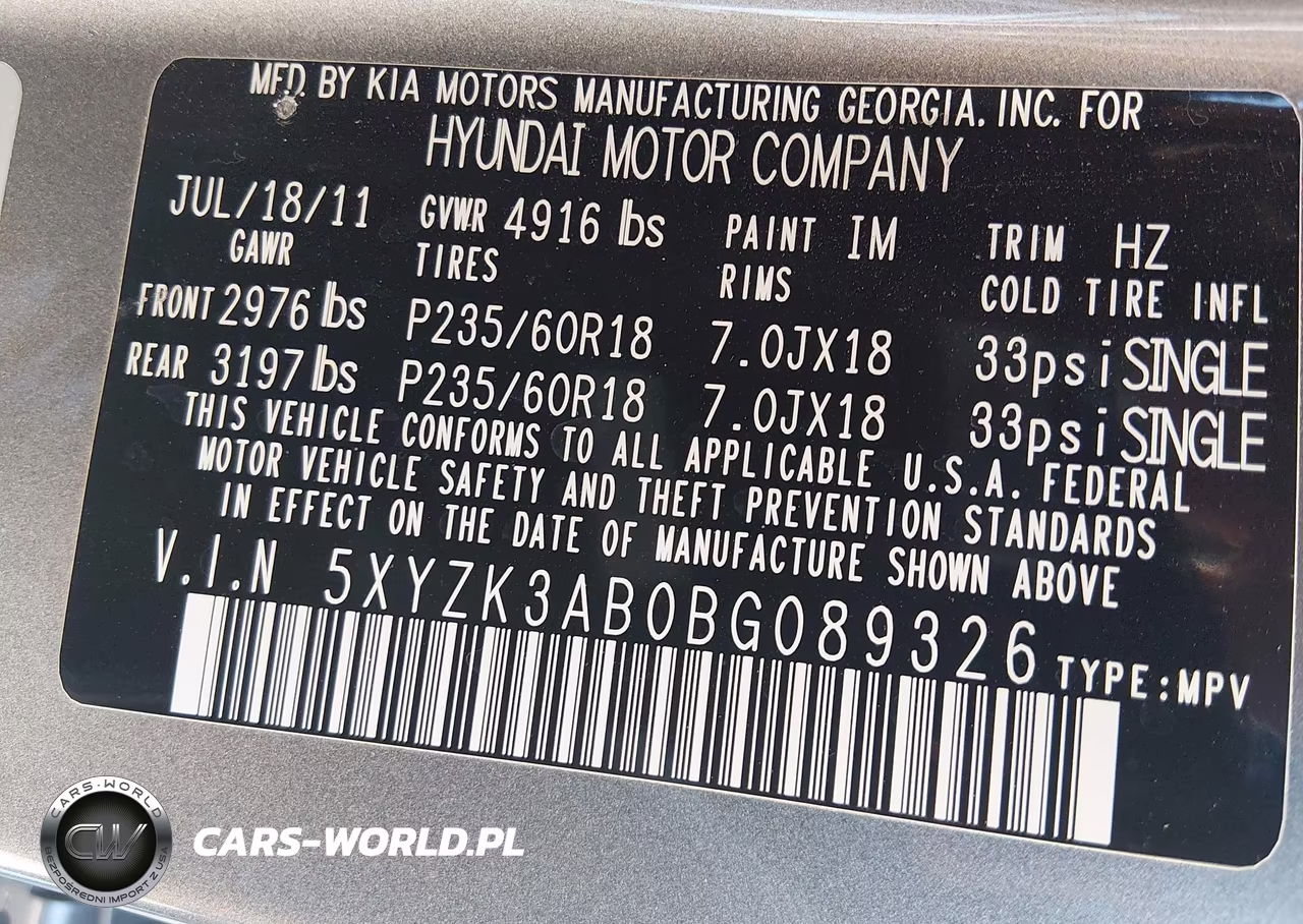 2011 Hyundai Santa Fe Limited VIN:5XYZK3AB0BG089326 - 9