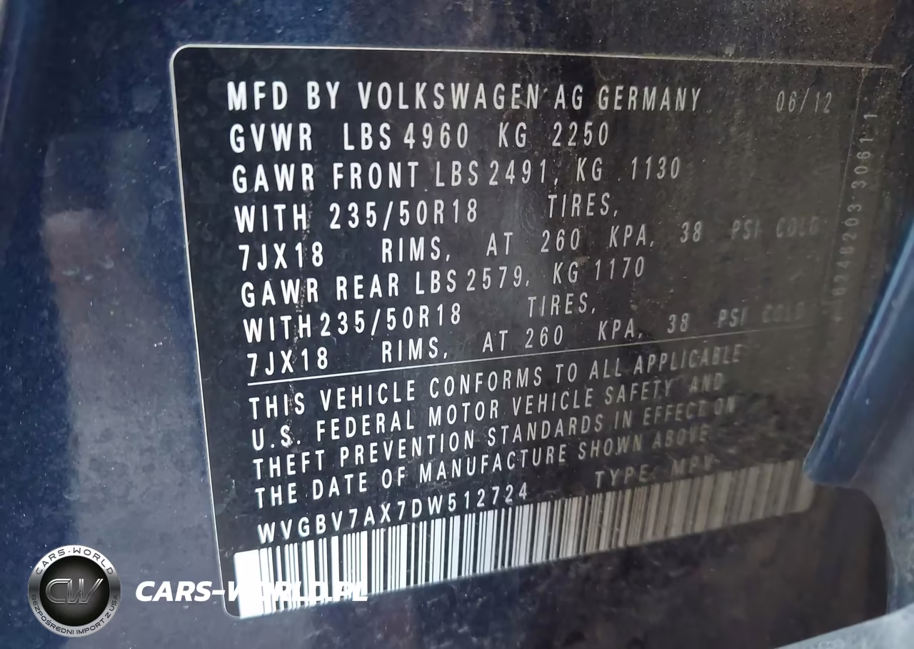 2013 Volkswagen Tiguan Se VIN:WVGBV7AX7DW512724 - 9