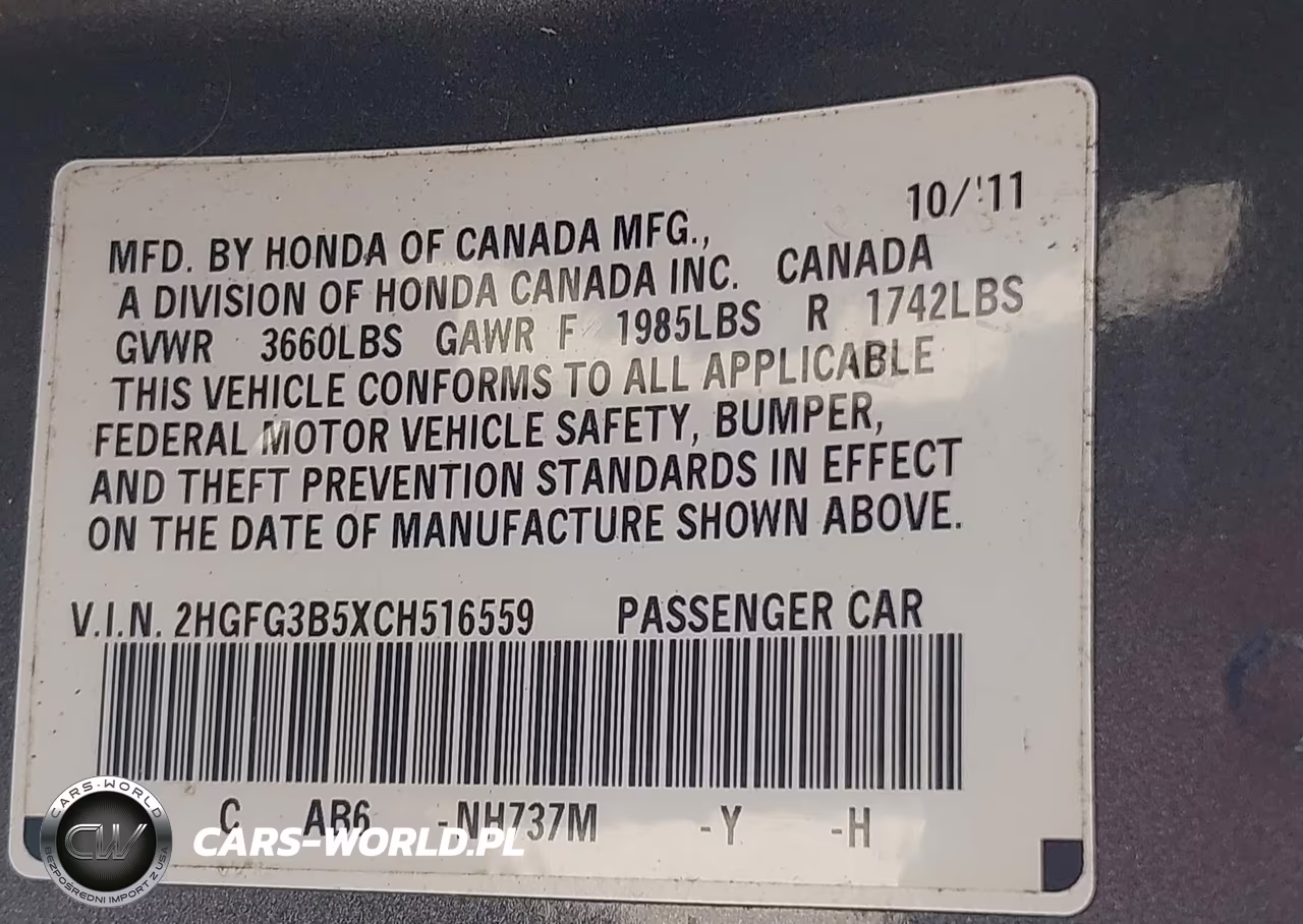 2012 Honda Civic Lx VIN:2HGFG3B5XCH516559 - 9