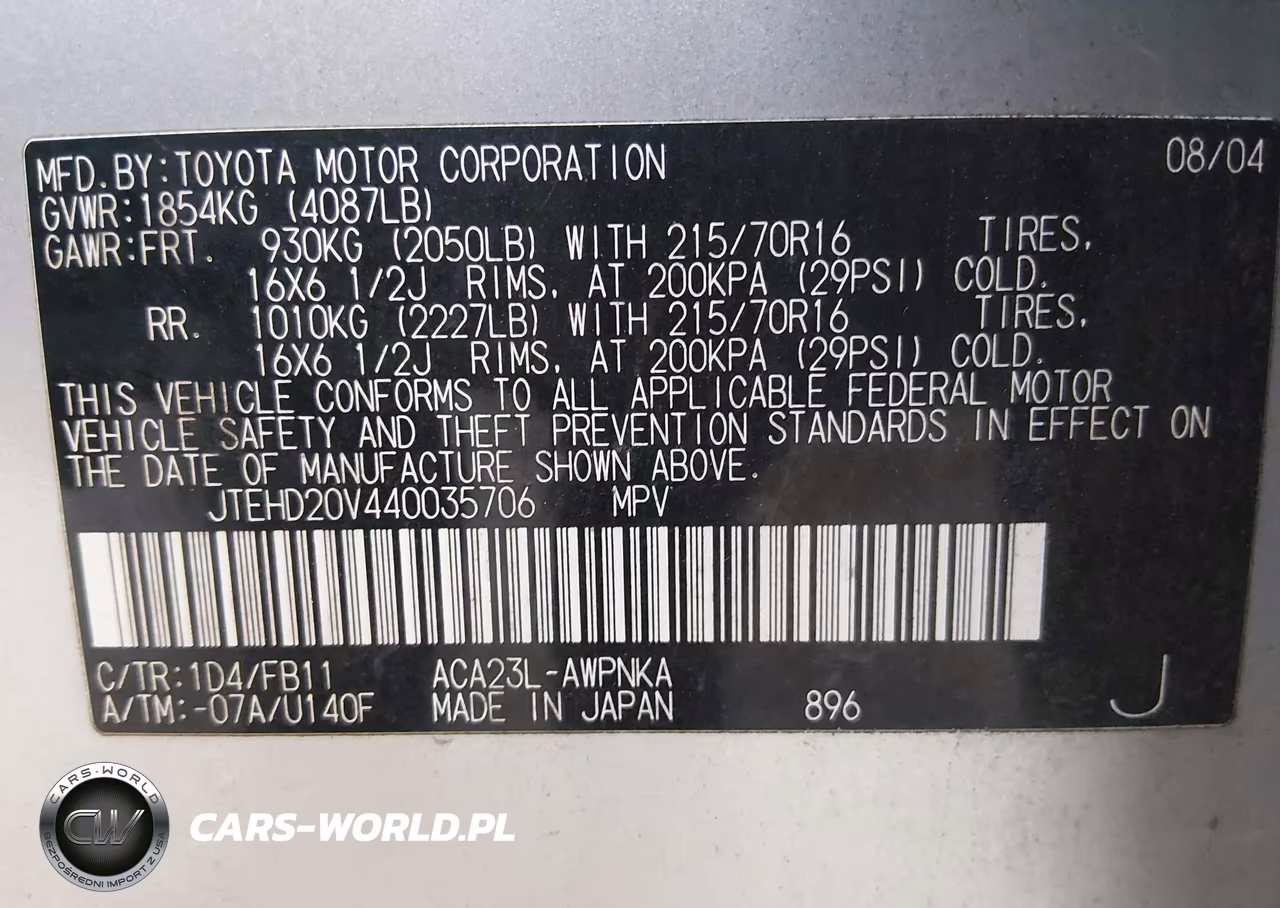 2004 Toyota Rav4 VIN:JTEHD20V440035706 - 9