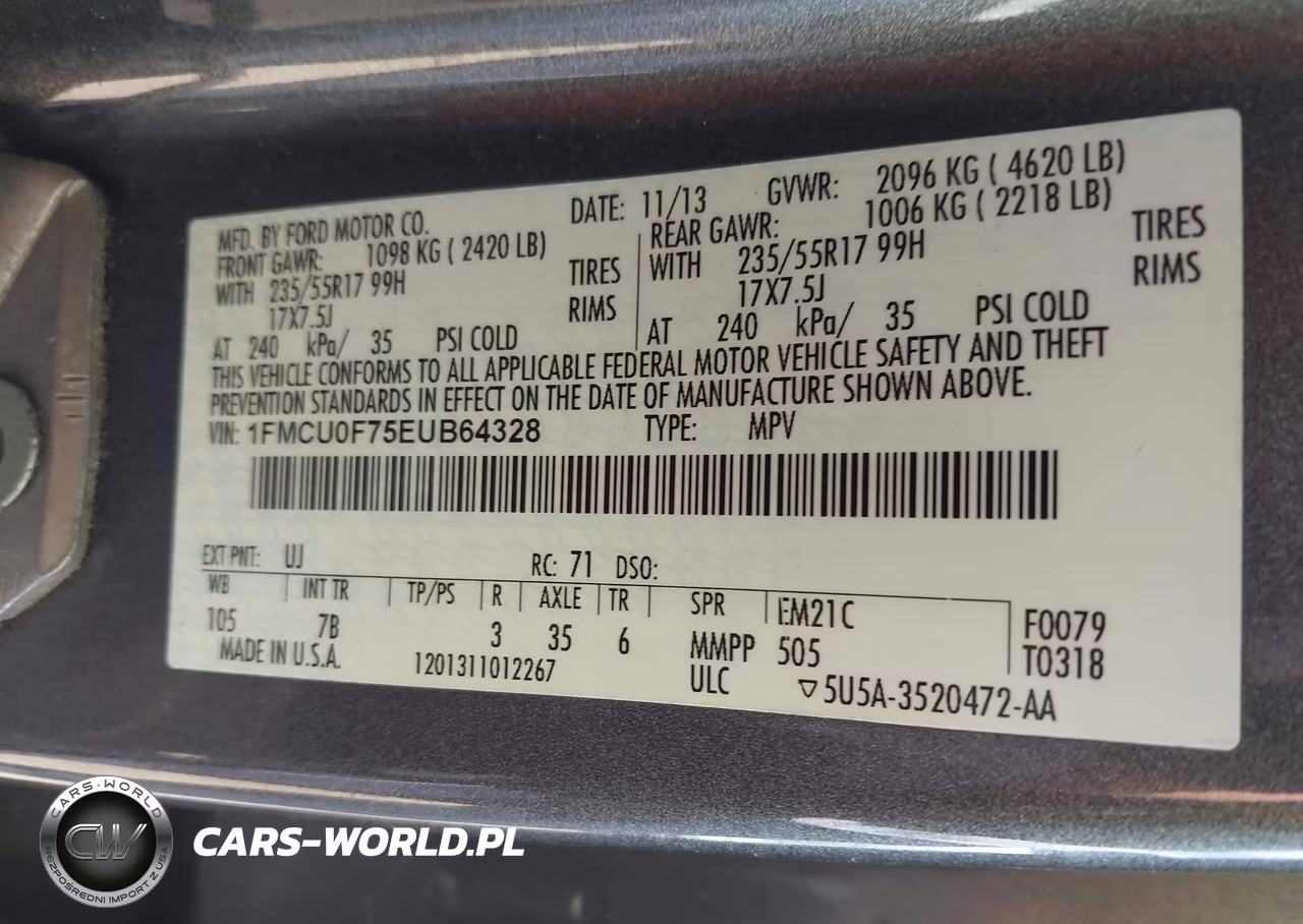 2014 Ford Escape S VIN:1FMCU0F75EUB64328 - 9