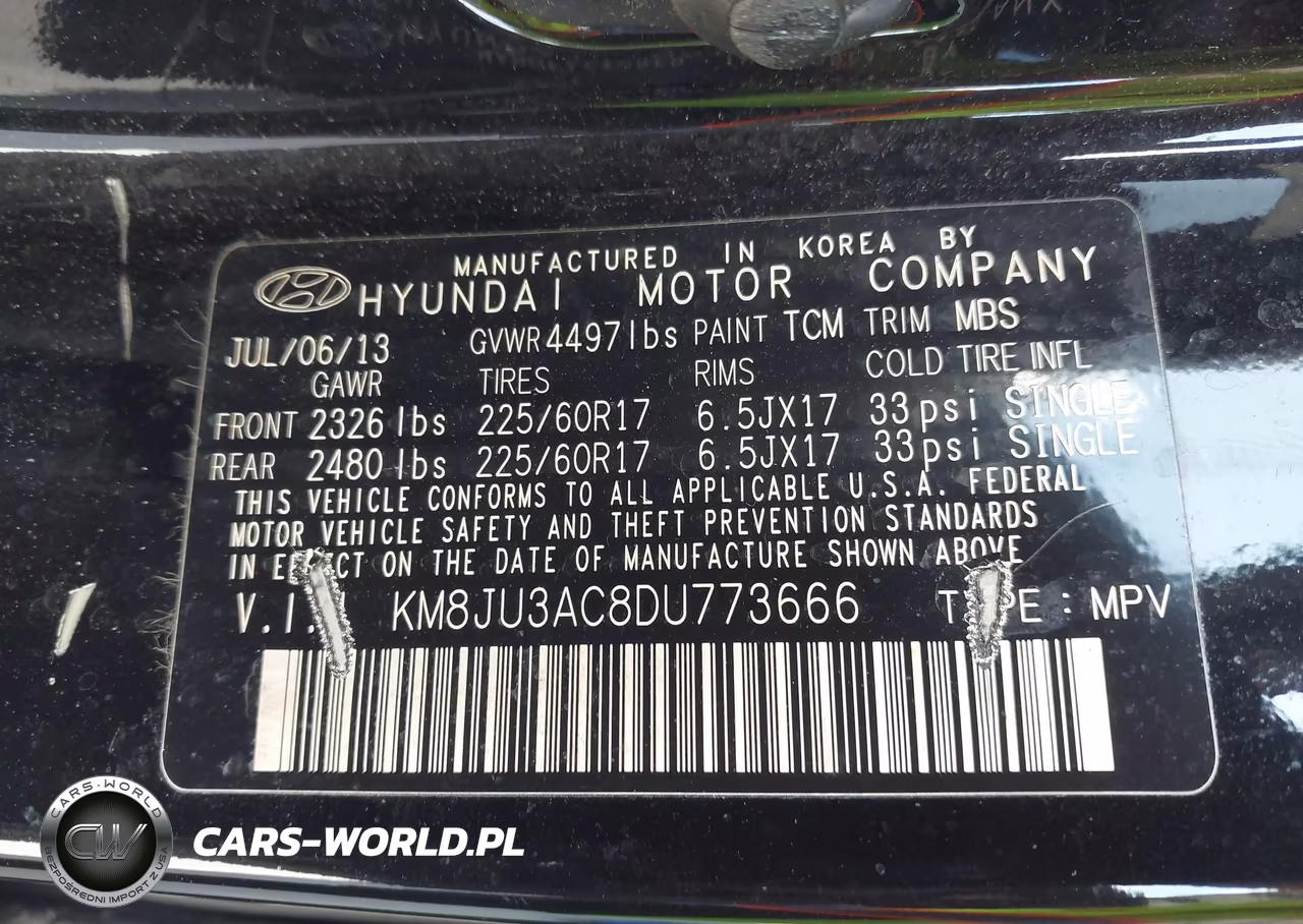 2013 Hyundai Tucson Gls VIN:KM8JU3AC8DU773666 - 9