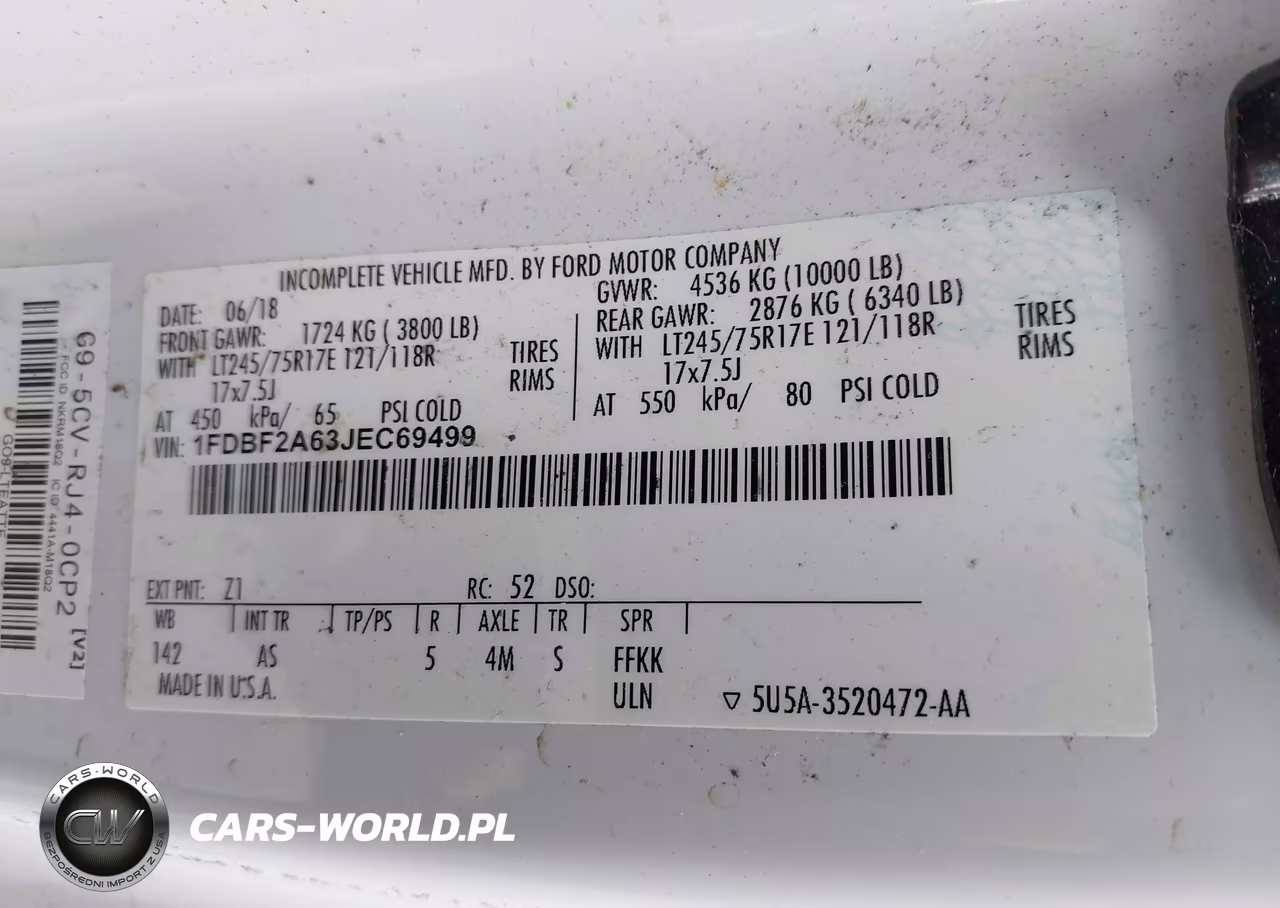2018 Ford F-250 Xl VIN:1FDBF2A63JEC69499 - 9