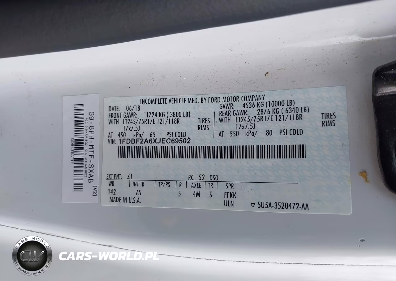 2018 Ford F-250 Xl VIN:1FDBF2A6XJEC69502 - 9