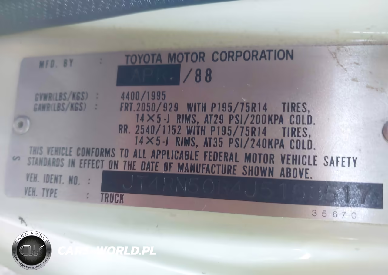 1988 Toyota Pickup 1-2 Ton Rn50 VIN:JT4RN50R4J5163517 - 9