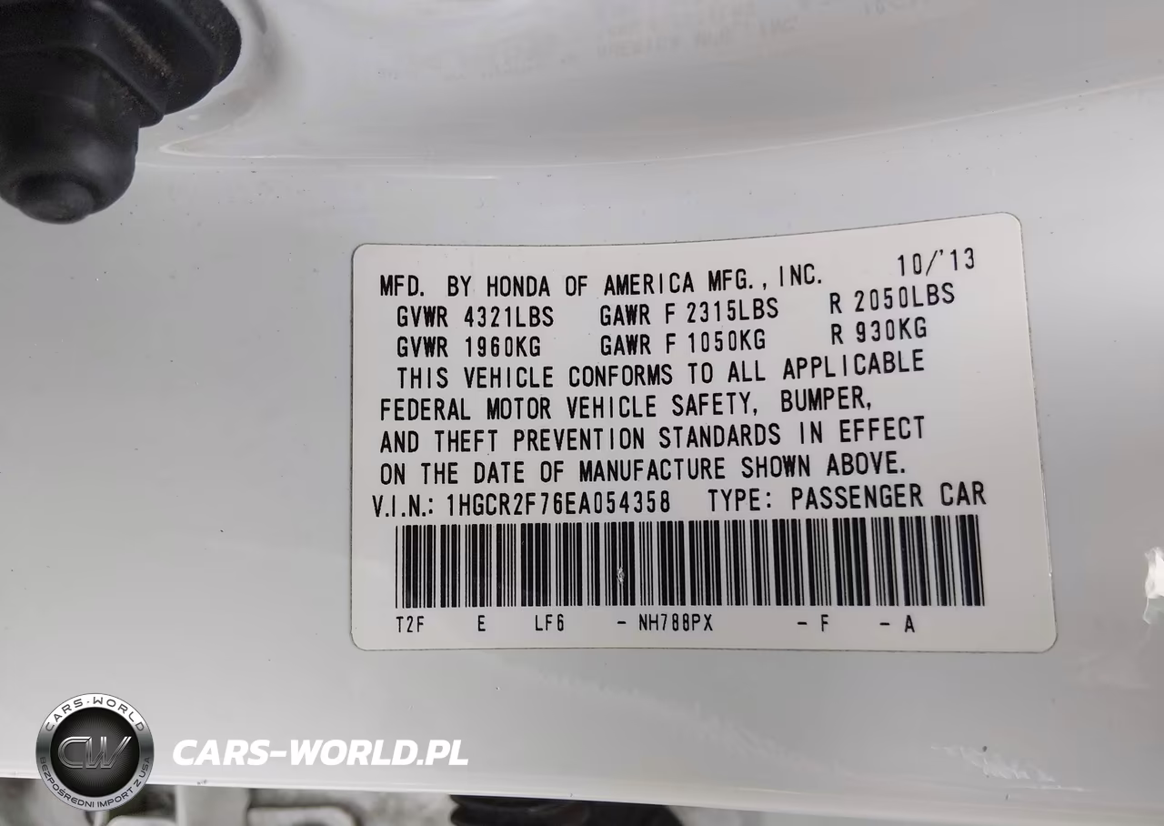 2014 Honda Accord Ex VIN:1HGCR2F76EA054358 - 9