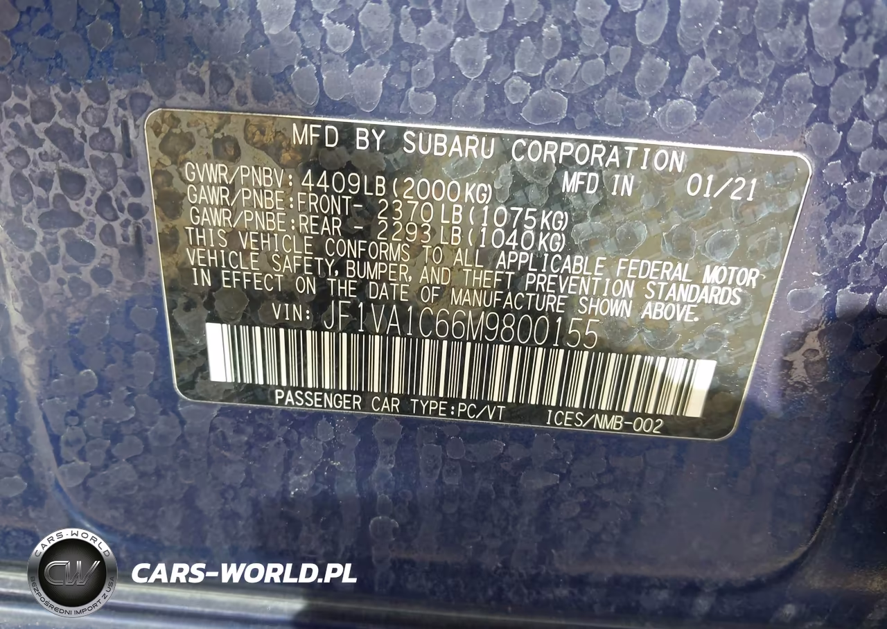 2021 Subaru Wrx Premium VIN:JF1VA1C66M9800155 - 9