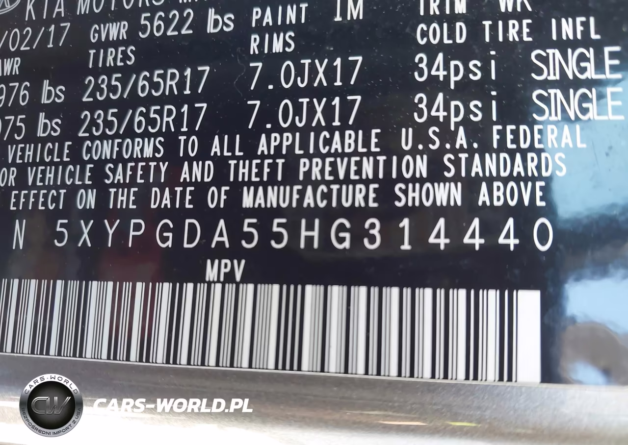 2017 Kia Sorento 3.3L Lx VIN:5XYPGDA55HG314440 - 9