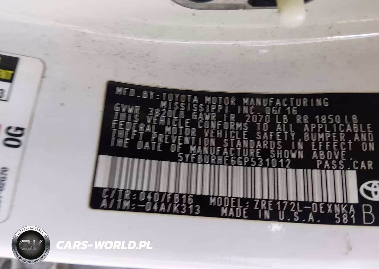 2016 Toyota Corolla Le VIN:5YFBURHE6GP531012 - 9