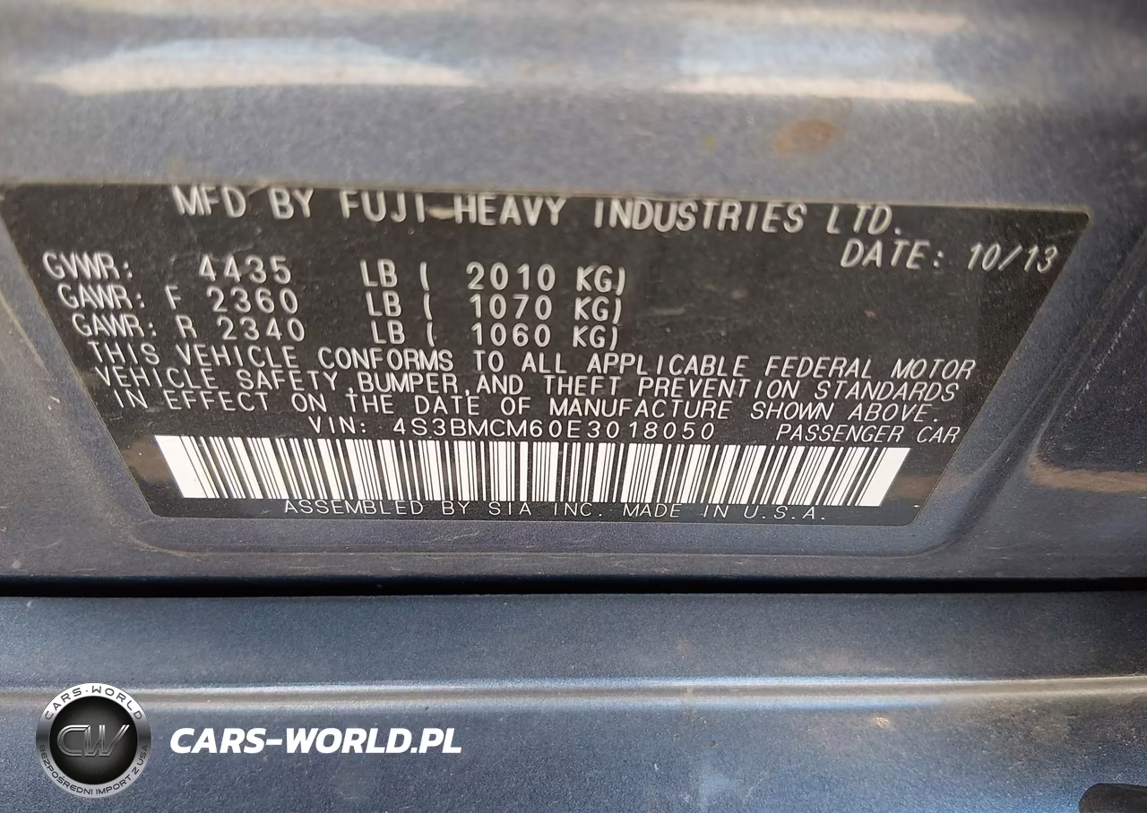 2014 Subaru Legacy 2.5I Limited VIN:4S3BMCM60E3018050 - 9