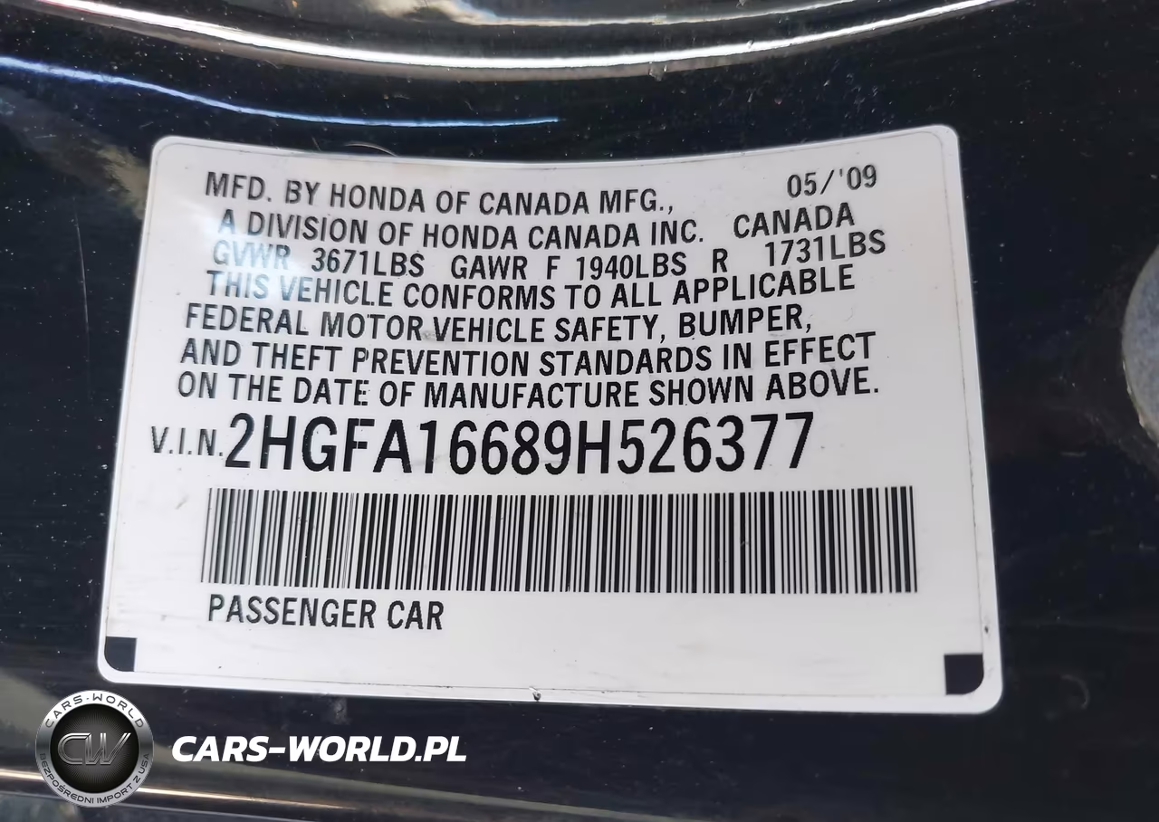2009 Honda Civic Lx-S VIN:2HGFA16689H526377 - 9