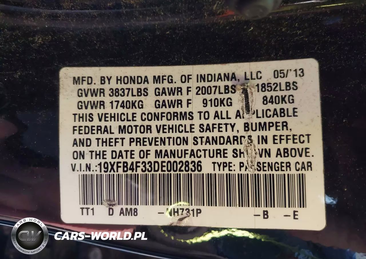 2013 Honda Civic Hybrid VIN:19XFB4F33DE002836 - 9