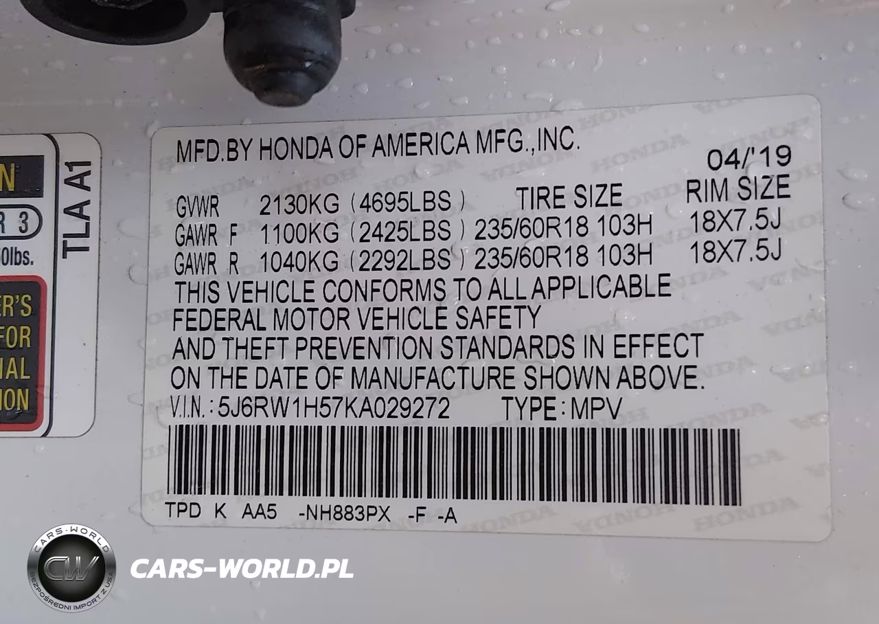 2019 Honda Cr-V Ex VIN:5J6RW1H57KA029272 - 9