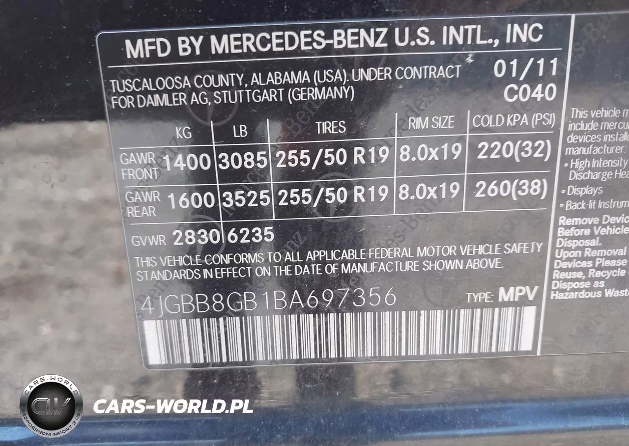 2011 Mercedes-Benz Ml 350 4Matic VIN:4JGBB8GB1BA697356 - 9