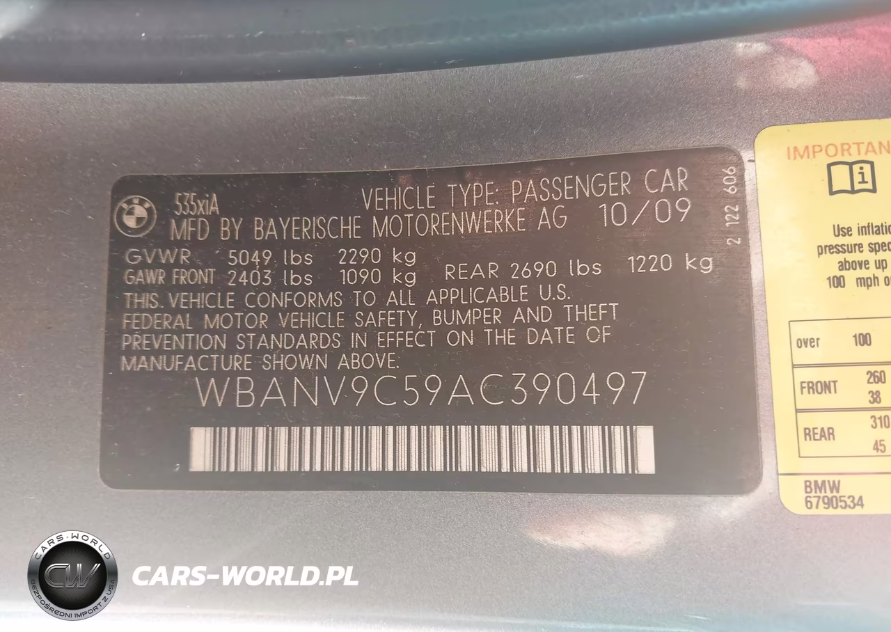 2010 BMW 535I xDrive VIN:WBANV9C59AC390497 - 9