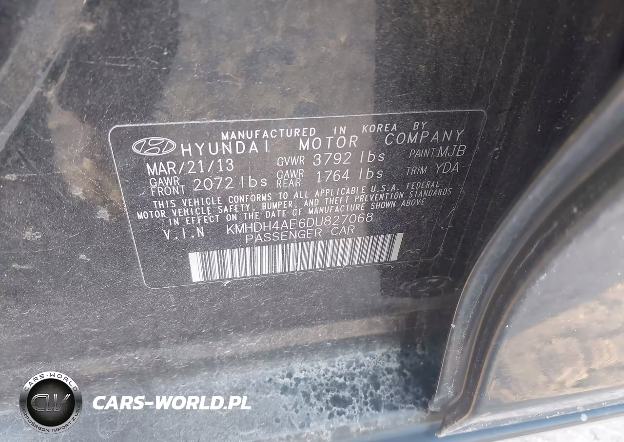 2013 Hyundai Elantra Gls VIN:KMHDH4AE6DU827068 - 9