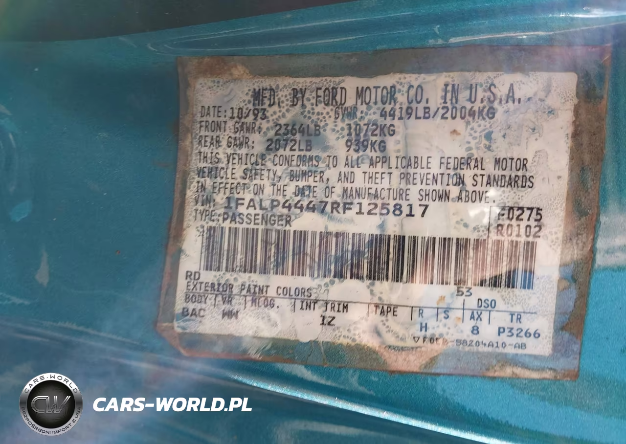 1994 Ford Mustang VIN:1FALP4447RF125817 - 9