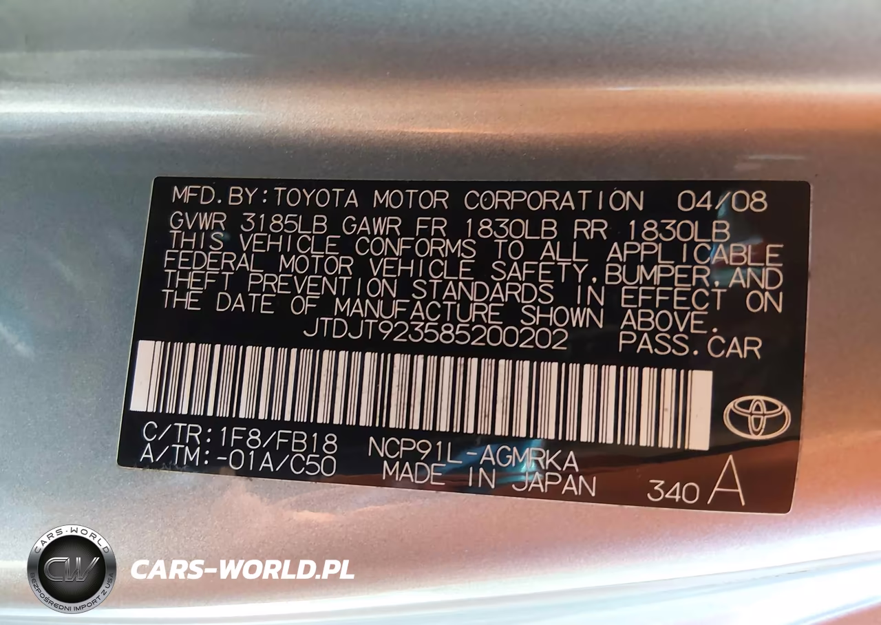 2008 Toyota Yaris VIN:JTDJT923585200202 - 9